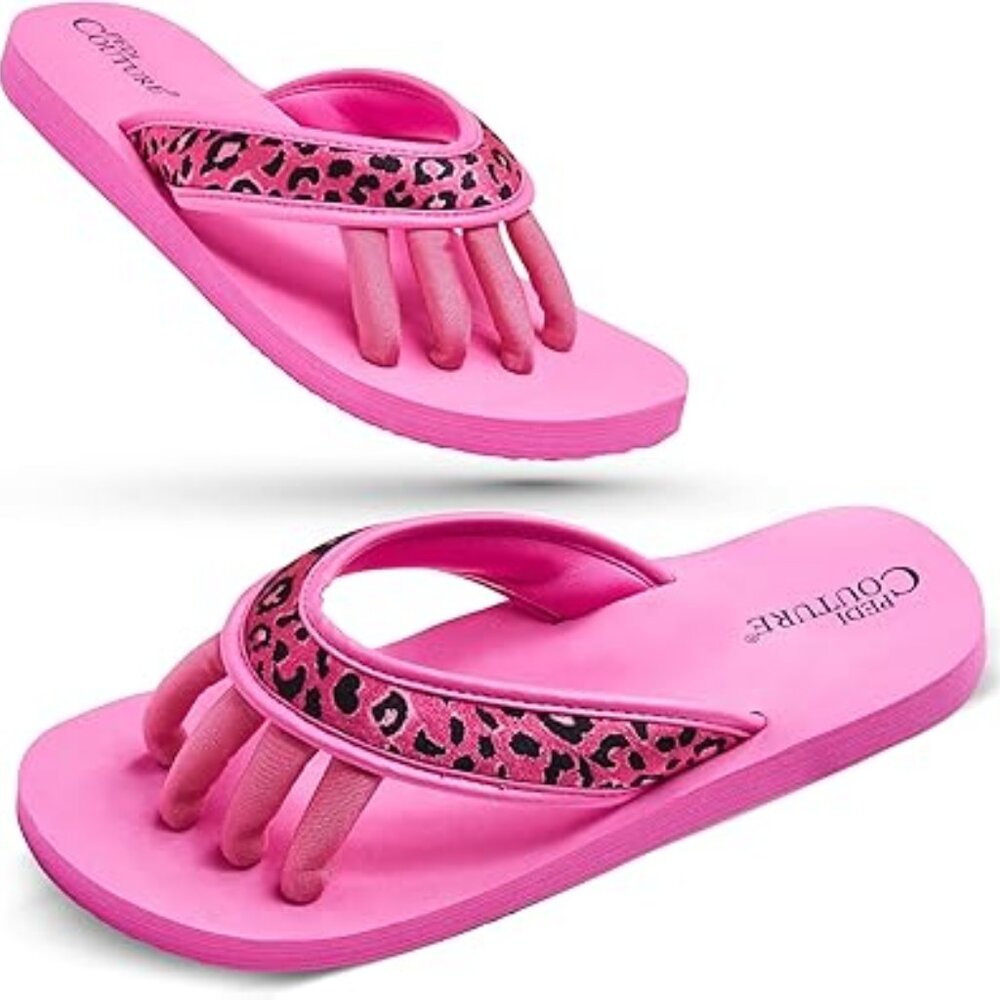 Pedi Couture - Pedicure Sandals - Pink Leopard - Women's XL - NWT